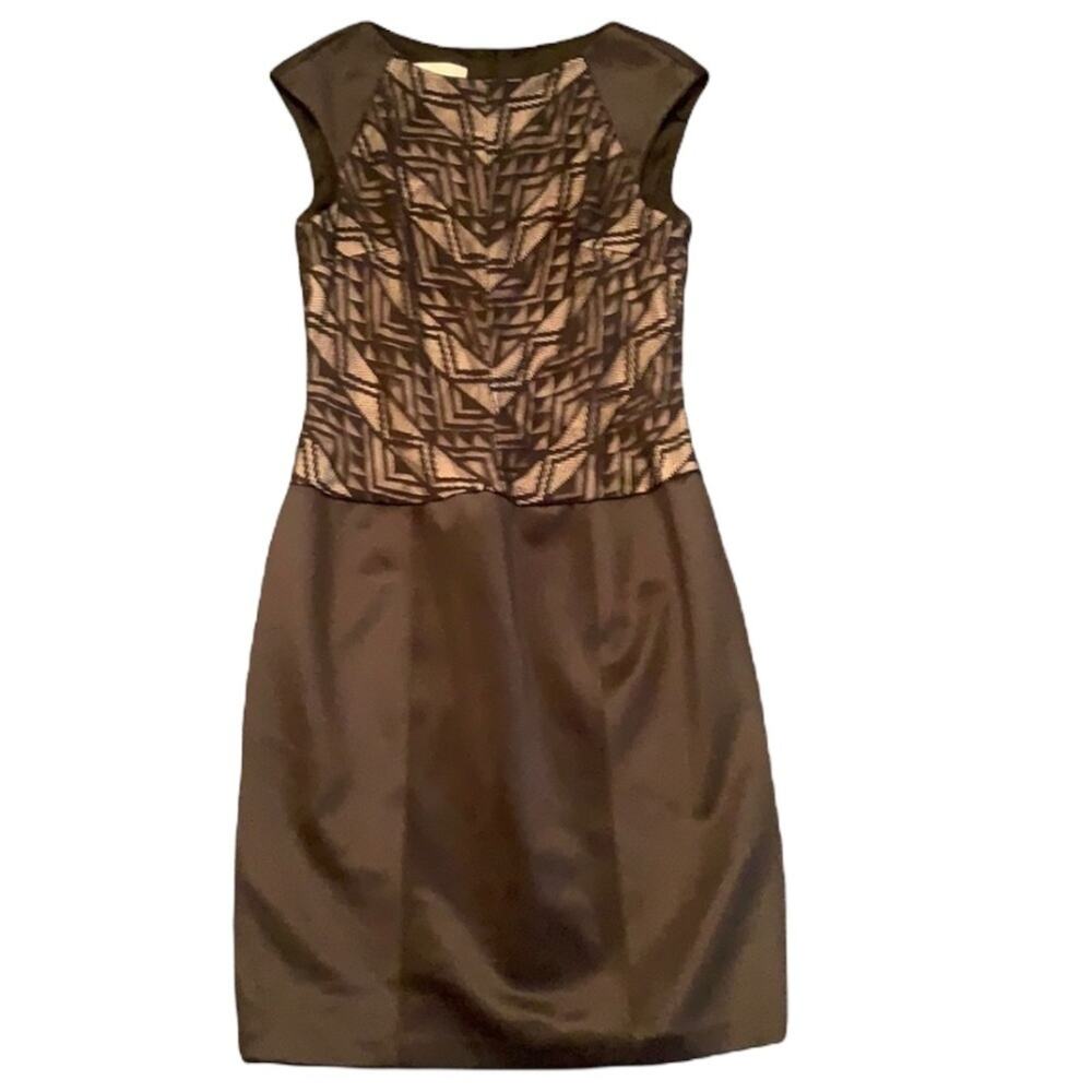 London Times Dress Size 8 (Women's) Black Lace Detail Cocktail Dress Pink Under
